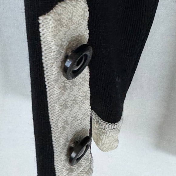 Exclusively Misook Blacjk/White Acrylic Button Cuff Open Cardigan Sz L - Picture 4 of 6